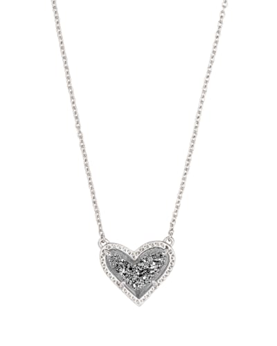 Ari Heart Drusy Necklace Jewelry Kendra Scott Silver Platinum Drusy  