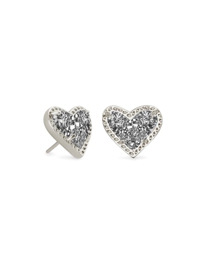 Ari Heart Drusy Stud Jewelry Kendra Scott Silver Platinum Drusy  