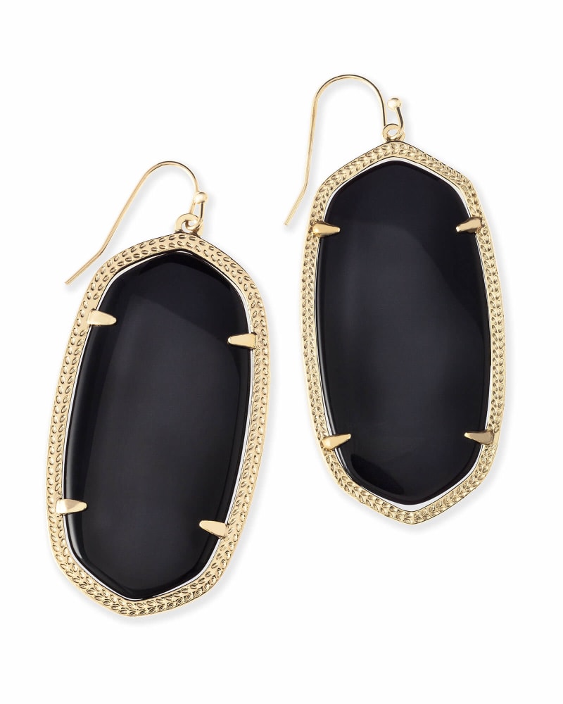 Danielle Earring Jewelry Kendra Scott Gold Black Opaque Glass  
